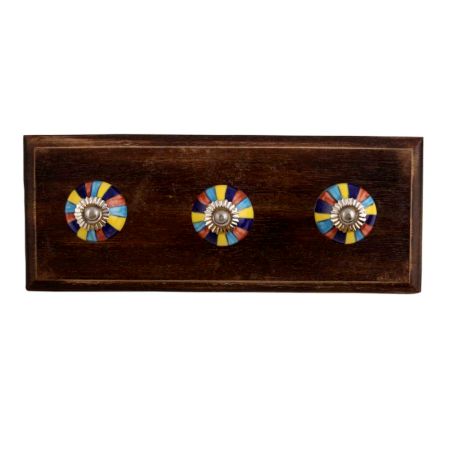 Rangoli Ceramic Wooden Hooks